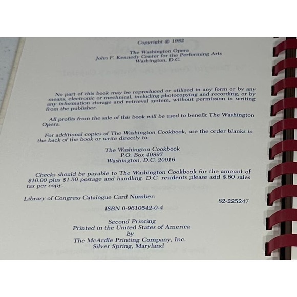Vintage The Washington Cookbook 1982 Washington DC Kennedy Center Recipes - Picture 15 of 15